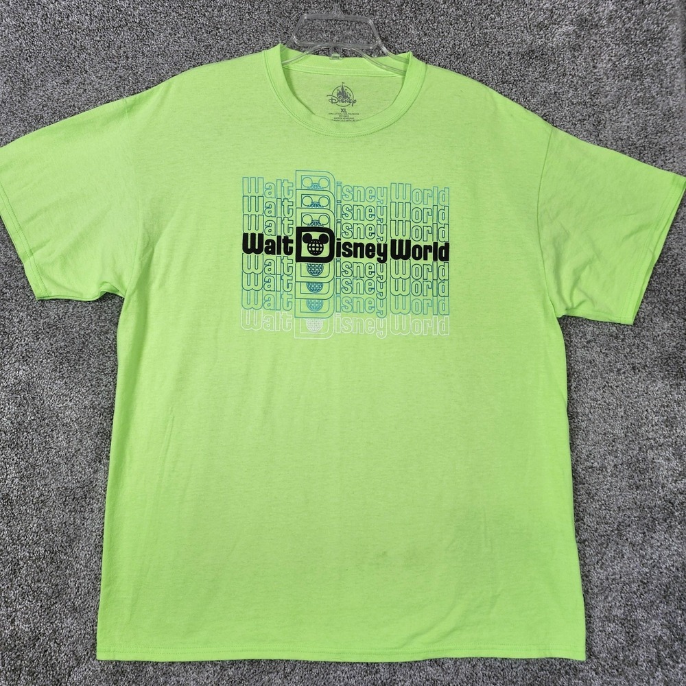 Disney Walt Disney World Shirt Mens XL Green Mickey Logo Graphic Tee WDW Park